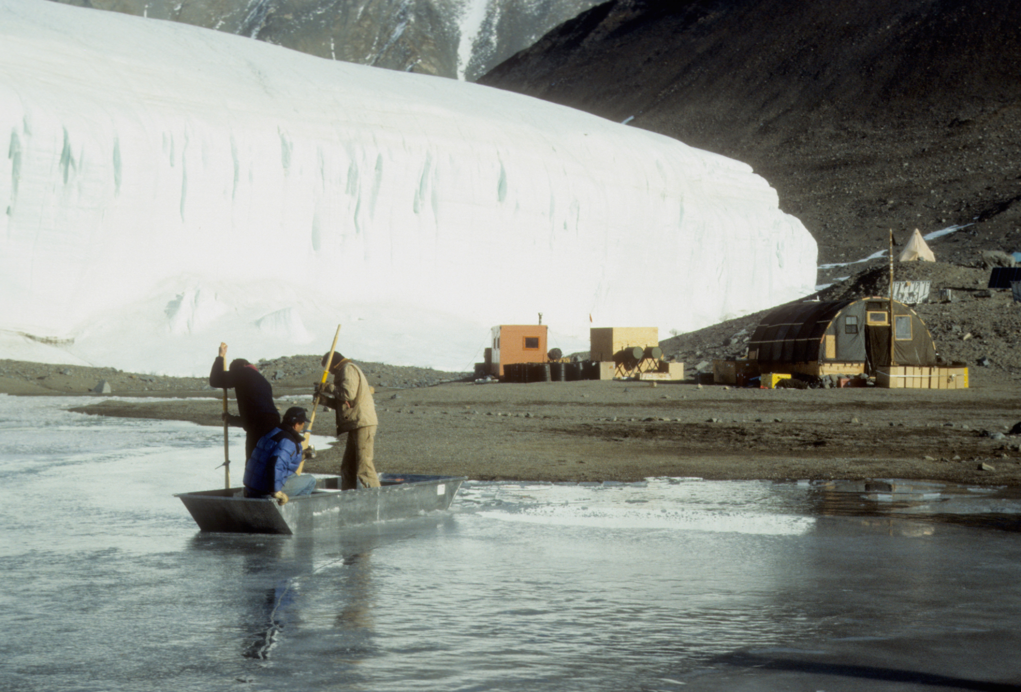 Moat boat at Lake Fryxell next to Canada Glacier